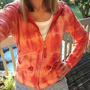 Free people tie dye embroidered hoodie